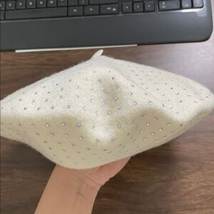 Kate Spade Women's Disco Embellished Beret Hat - one size - Cream New, no tags